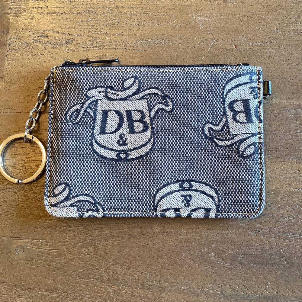 Dooney And Bourke Key Chain Coin Purse Navy Blue Grey card Holder